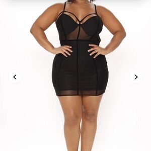 Fashion Nova Black Mesh Bodycon Mini Dress